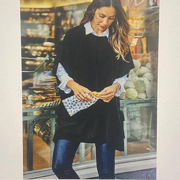 NWT J.JILL Black Merino Wool Tencel Poncho Minimalist Layering OS - NEW - Picture 12 of 13